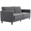 HOMCOM Pull Out Sofa Bed, Button Tufted Fabric Convertible Bed Couch with Adjustable Back, for Living Room, Charcoal Grey 