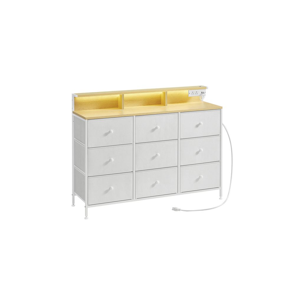 SONGMICS Storage Organizer with 9 Fabric Drawers and LED Lights 
