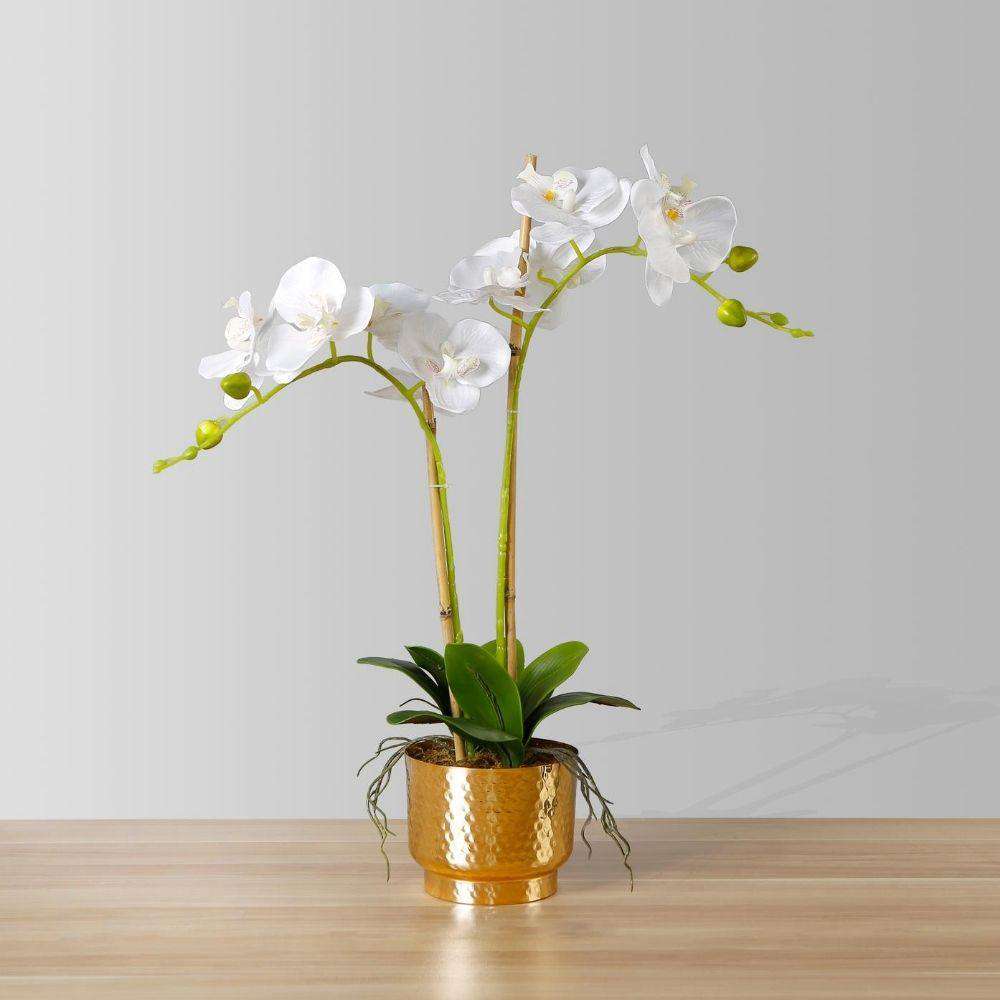 Gladiola Faux Potted Orchid Floral Arrangement 24 Inches 