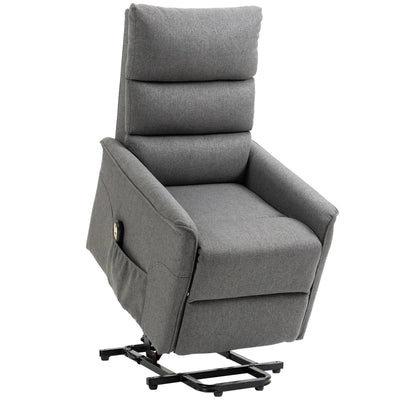 HOMCOM Lift Chair for Elderly, Power Chair Recliner with Remote Control, Side Pockets for Living Room, Dark Grey 