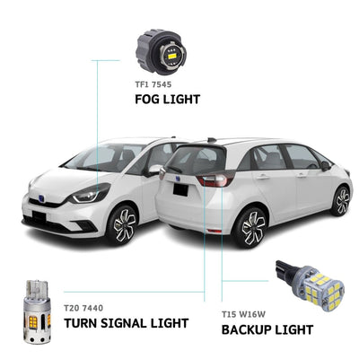 LED Bulb compatible with Honda Fit 2020 2021 2022 2023 2024 LED Turn Signal Light Indicator Light Blinker Light Rear Turn Signal/&nbsp;Reverse Light Backup Light Tail light/ Fog lights TF1 (White)/ Fog lights TF1 (Yellow) 