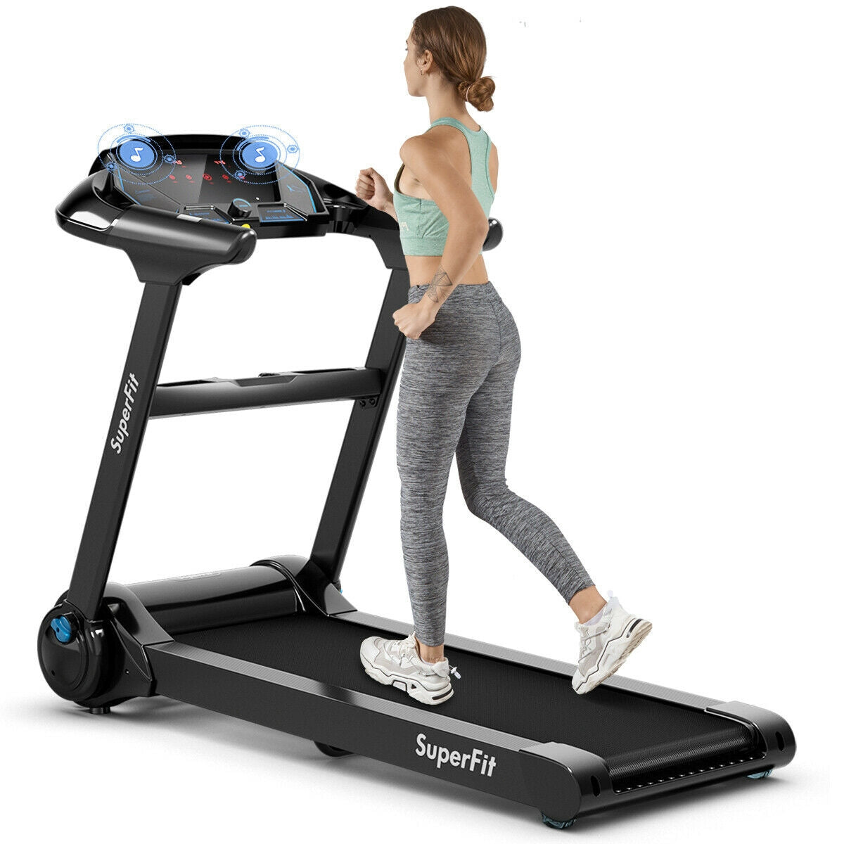 2.25HP Folding Treadmill Running Jogging Machine with LED Touch Display-BlackÂ 