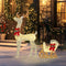 Outsunny Outdoor Lighted Christmas Reindeer Decoration with 170 LED Lights, White Holiday Yard Display