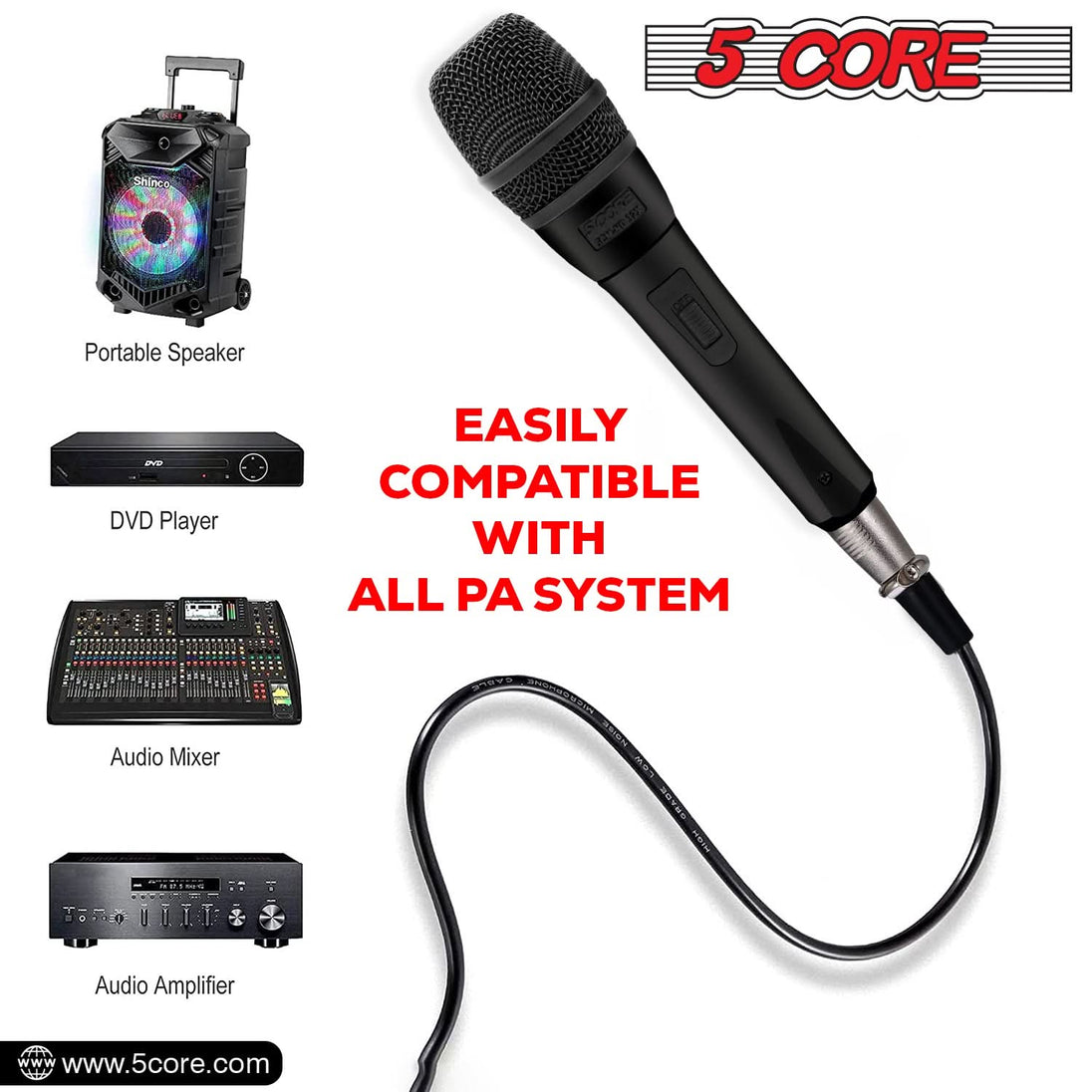 5Core XLR Microphone Dynamic Mic Karaoke Singing Studio Microfono Handheld Mics ND-32 ARMEX