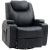 HOMCOM Massage Recliner Chair for Living Room with 8 Vibration Points, PU Leather Swivel Rocker Manual Reclining Chair with Cup Holders, Black 
