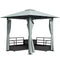 Outsunny Patio Furniture Set with Gazebo, Outdoor PE Rattan Wicker Conversation Sofa with Storage Corner Table, Cushion, for Backyard, Porch, Poolside, Balcony, Grey