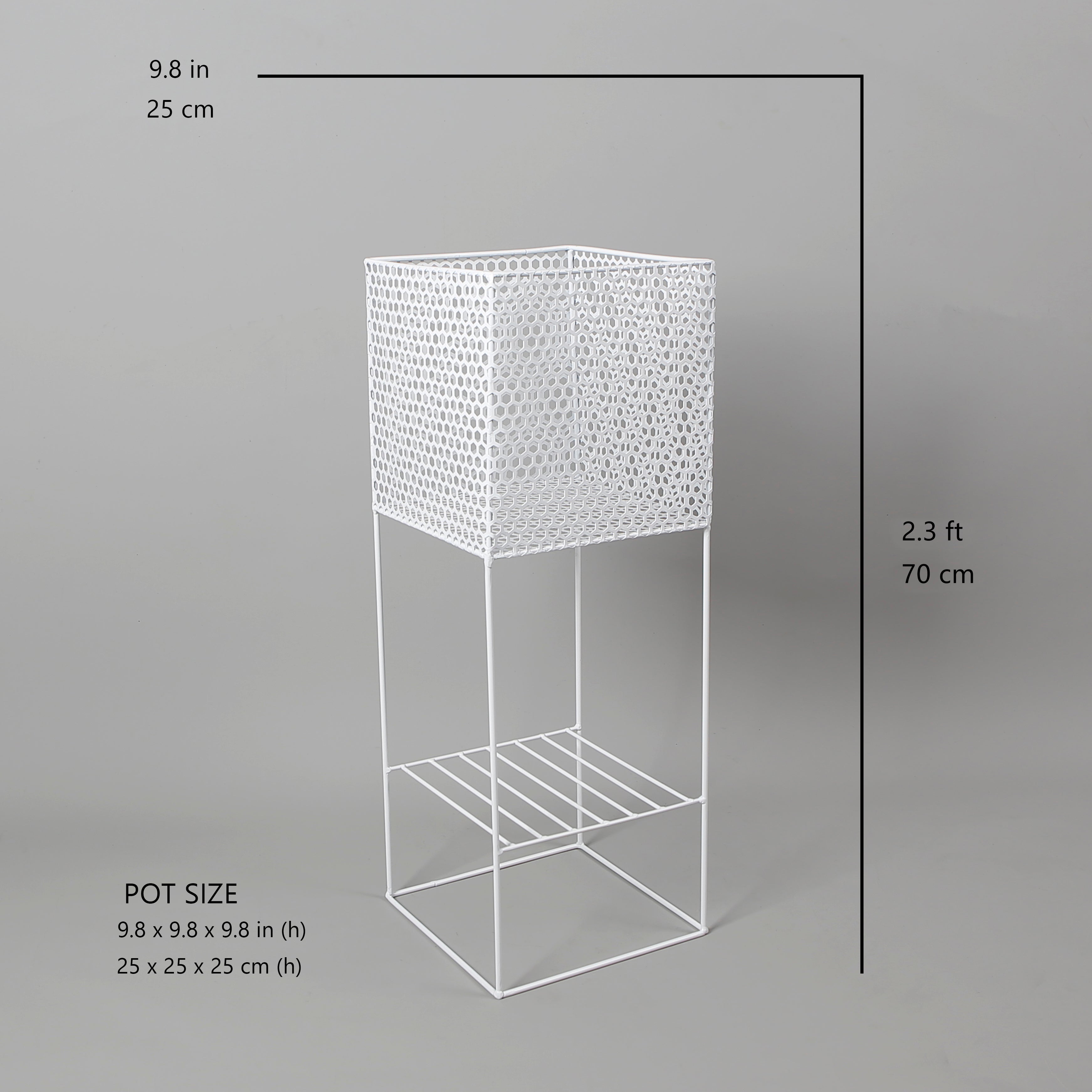 Salma White Raised Metal Pot Planter 2.3’ 