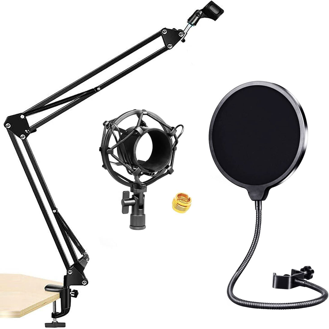 5Core Microphone Arm Stand Desk Suspension Boom Scissor Desktop Mic Holder w Pop Filter RM STND 3 M