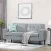 HOMCOM 3 Seater Sofa, Upholstered Couch for Bedroom, Modern Sofa Settee with Padded Cushion, Button Tufting and Wood Legs for Living Room, Grey 