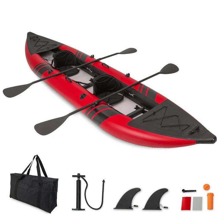 Goplus 12.5 ft Inflatable Tandem Kayak | 1-2 Person Canoe | 507 lbs Capacity | Includes All Accessories & Carry Bag 