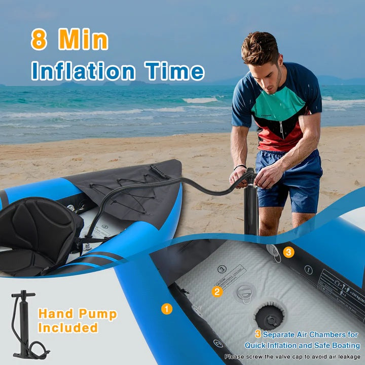 Goplus 12.5 ft Inflatable Tandem Kayak | 1-2 Person Canoe | 507 lbs Capacity | Includes All Accessories & Carry Bag 