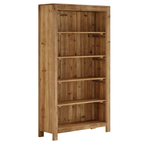 70.87" 6-Tier Solid Wood Bookshelf, 35.43" Wide Freestanding Bookcase with Rustic Walnut Finish