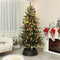 HOMCOM 6ft Prelit Artificial Christmas Tree – 1022 Branch Tips, Warm White LED Lights, Steel Base, Hinged Auto-Open Design