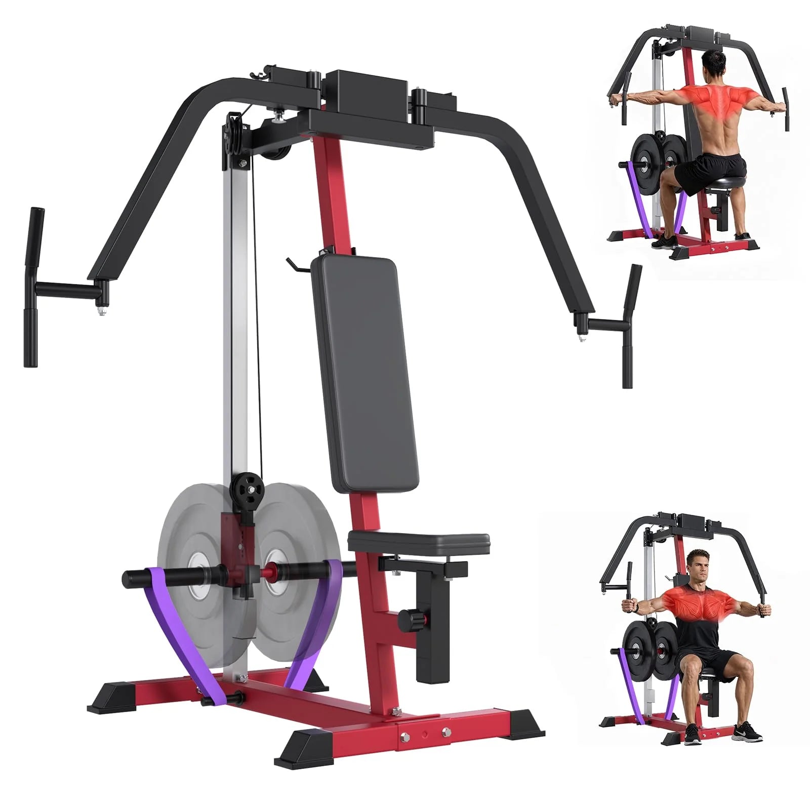YODOLLA Adjustable Chest Fly & Reverse Delt Machine – PEC Deck Upper Body Trainer (Black/Red)