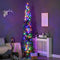 HOMCOM 7.5ft Artificial Pencil Christmas Tree – Colourful LED Lights, Steel Base, Slim Shape Holiday Decoration