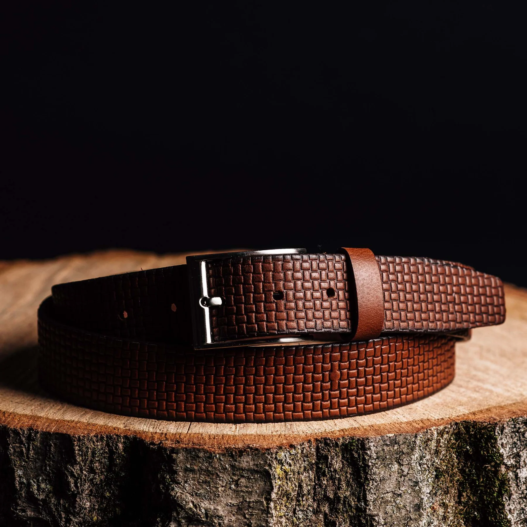Cognac Formal Textured 100% Real Leather Belt 