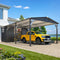 12' x 22' Metal Carport with 6' Storage Shed – Heavy Duty Outdoor RV Car Tent Garage Shelter, Waterproof, Dark Gray