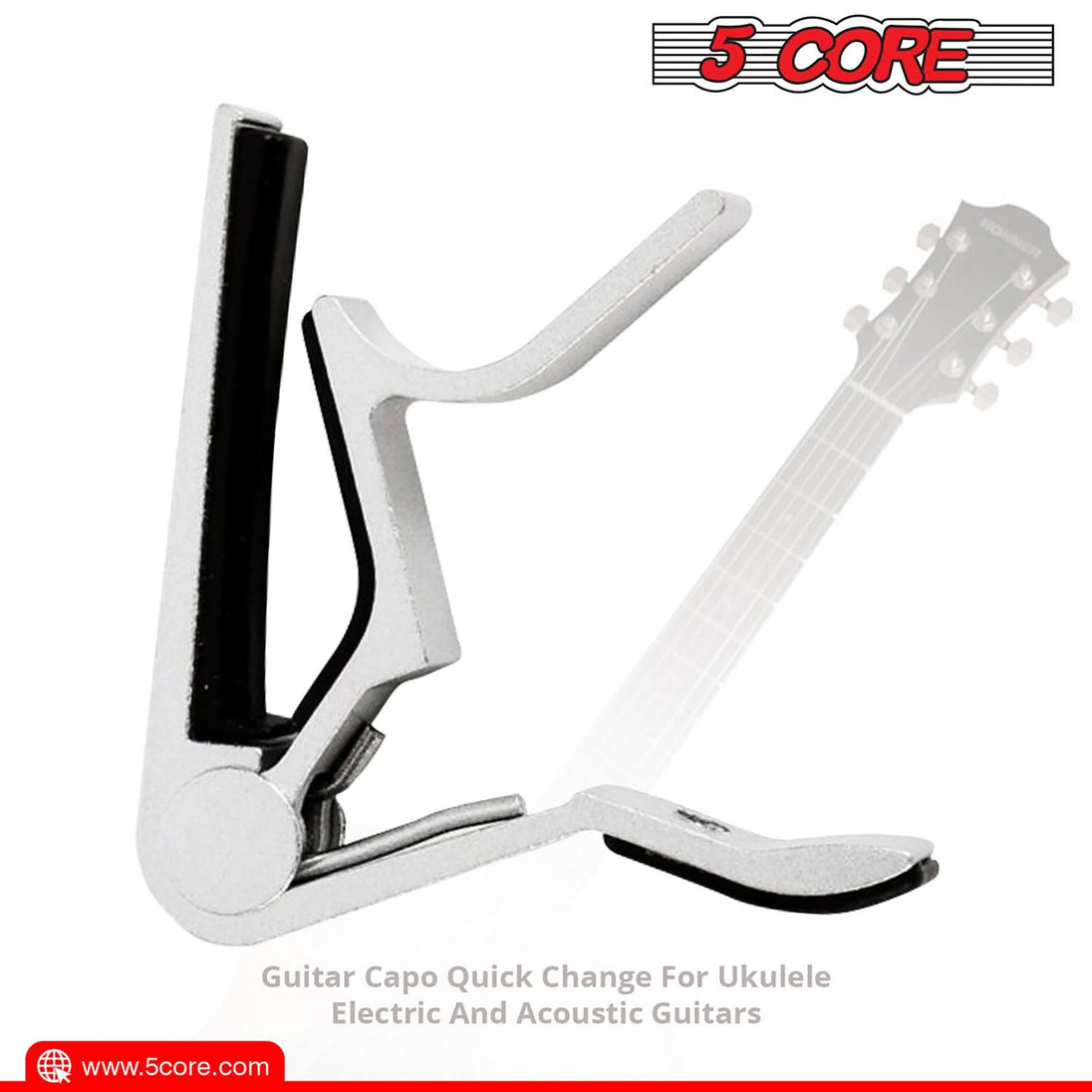 5Core Capo Acoustic Electric Guitar 6 String Kapo Clip For Banjo Mandolin Ukulele White