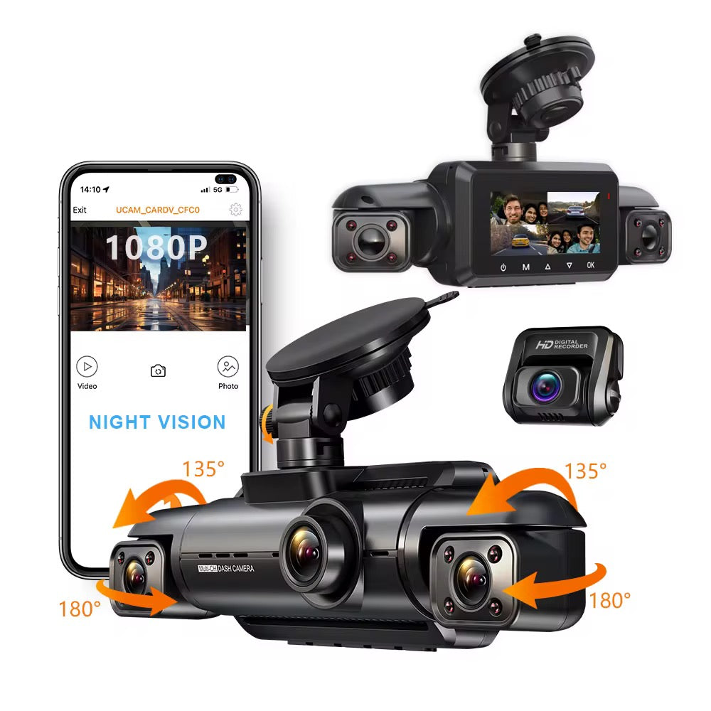 Dash Cam 4 Channel Front and Rear Inside, 360° Car Camera 4K UHD 