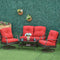 Outsunny 4 PCS Patio PE Rattan Wicker Sofa Set Outdoor Conversation Furniture w/ Two Tier Tea Table & Cushions, Red