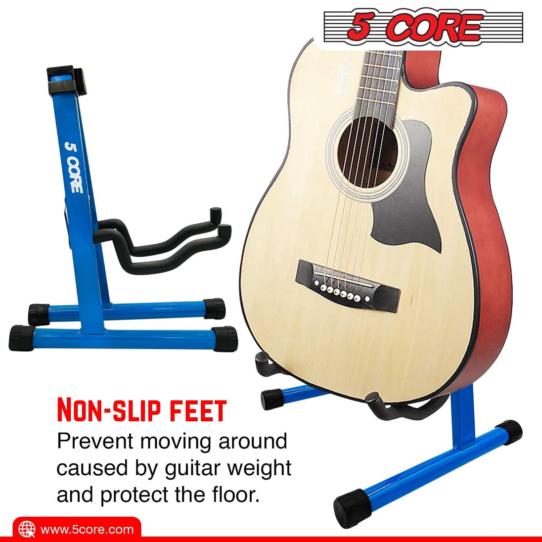 5Core Guitar Stand Floor A Frame Electric Acoustic Bass Soporte Para Guitarra BLUE