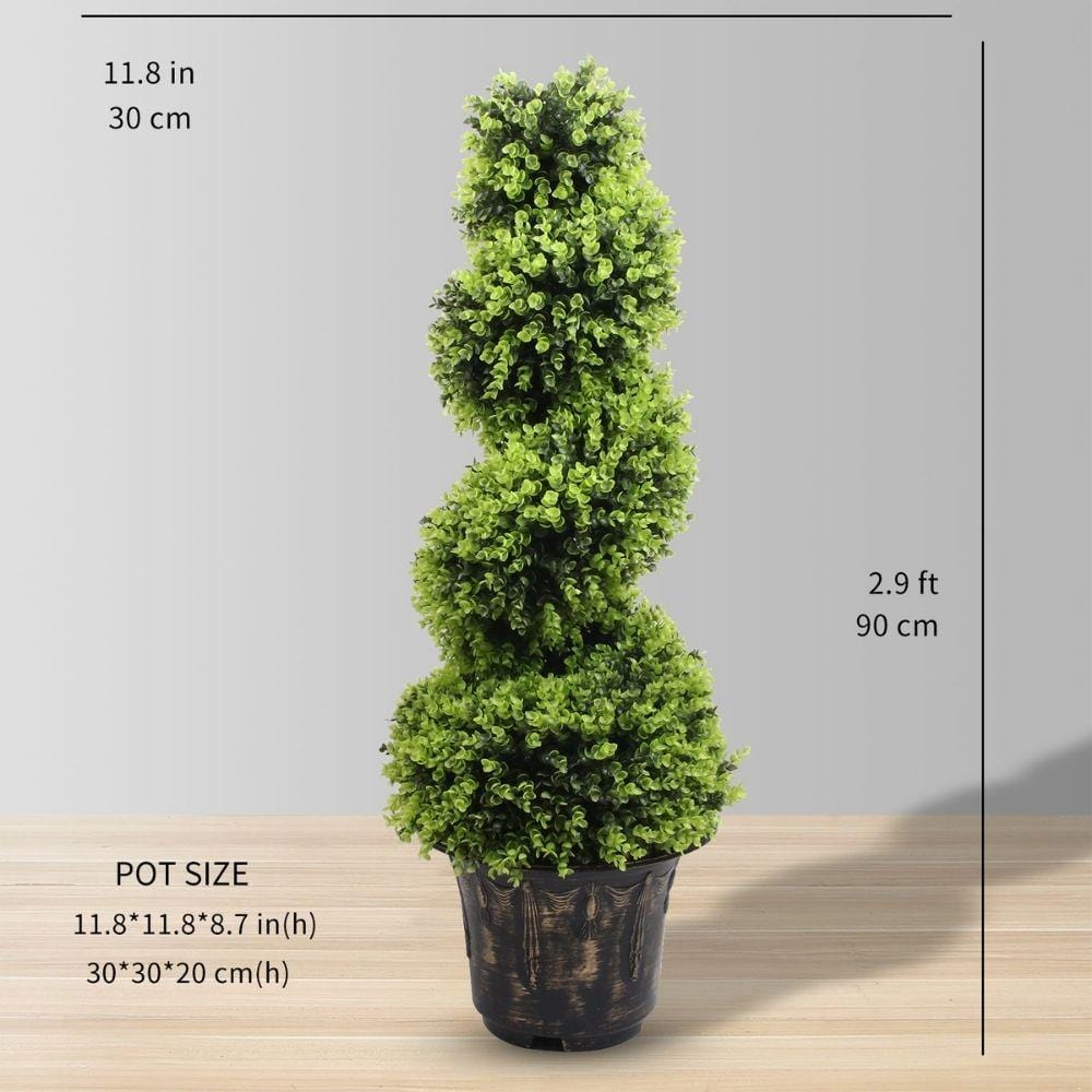 Wales Faux Potted Spiral Boxwood Topiary Plant (Multiple Sizes) 