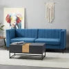 HOMCOM Modern 3-Seater Sofa, 78" Channel Tufted Sofa Couch with Velvet Fabric Upholstery, Steel Legs and Bed Slats for Living Room, Bedroom and Flat, Blue