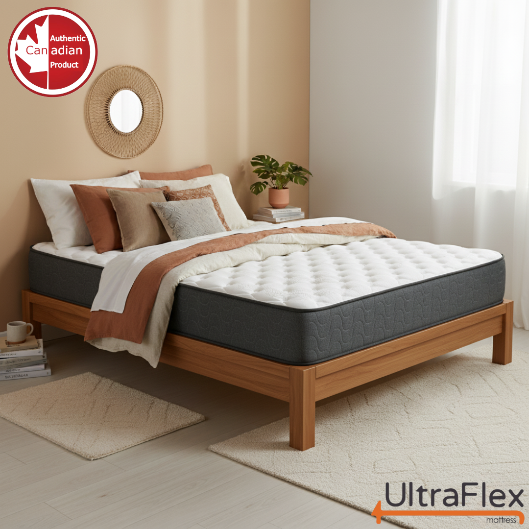 UltraFlex® STELLAR Mattress and BoxSpring Set Medium Firm – Premium Orthopedic Mattress with Cooling Gel, High-Density Soy Foam & Quilted Top | Made in Canada