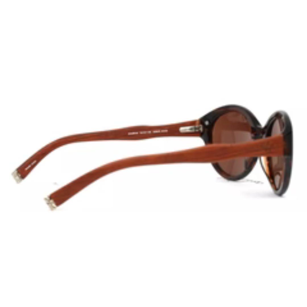 Diagram Amber Wood Womens Round Full Rim Sunglasses 