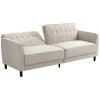 HOMCOM Pull Out Sofa Bed, Button Tufted Fabric Convertible Bed Couch with Adjustable Back, for Living Room, Beige 