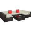 Outsunny 7 Pieces Patio Sofa Outdoor Wicker Sectional Patio Furniture, Dark Brown & Beige 