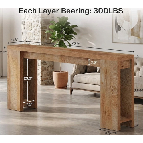 70.9" Farmhouse Wood Console Table, Entryway Sofa Table with Rustic Finish