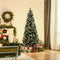 HOMCOM 6ft Decorated Flocked Artificial Christmas Tree – Red Berries, Pine Cones, Pencil Shape, Green