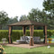 Outsunny 10' x 12' Hardtop Gazebo Steel Covered Gazebo Aluminum Frame Heavy Duty Outdoor Pavilion with Curtains and Netting, Brown