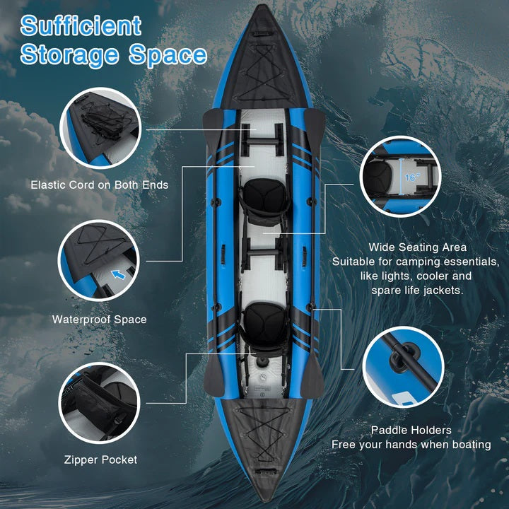 Goplus 12.5 ft Inflatable Tandem Kayak | 1-2 Person Canoe | 507 lbs Capacity | Includes All Accessories & Carry Bag 