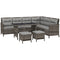 Outsunny 6pcs Outdoor Rattan Sofa Set Garden Wicker Sectional Couch Furniture Set with Dining Table and Chair Grey
