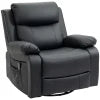 HOMCOM PU Leather Reclining Chair with Vibration Massage Recliner, Swivel Base, Rocking Function, Remote Control, Black 