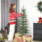 HOMCOM 7ft Artificial Fir Pencil Christmas Tree – Hinged Xmas Tree with 646 Branch Tips & Metal Stand, Easy Assembly, Green