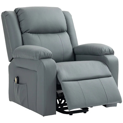 HOMCOM Lift Chair for Seniors, PU Leather Upholstered Electric Recliner Chair with Remote, Side Pockets, Quick Assembly, Grey 