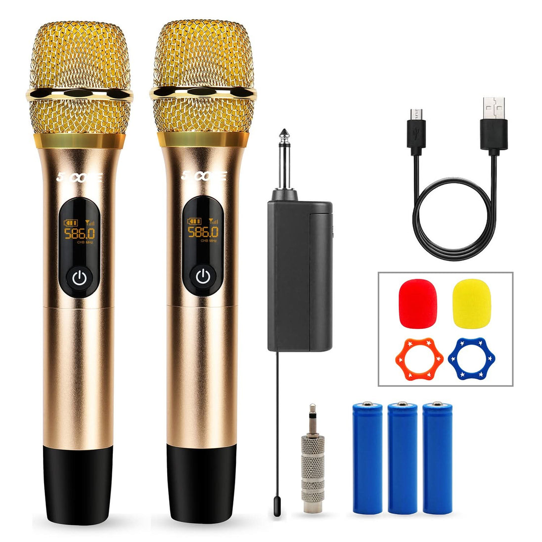 5Core Wireless Microphone Pair UHF Handheld Microfonos Inalambricos Cordless Mic GOLD