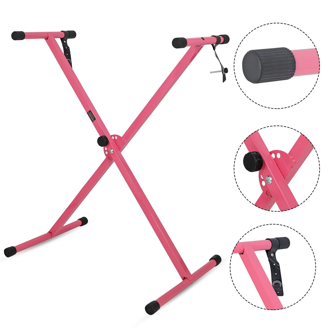 5Core Keyboard Stand Single X Style Adjustable Lift Piano Riser For 49 To 88 Keys PINK