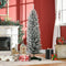 HOMCOM 5ft Pencil Artificial Christmas Tree with Snow Flocked Branches, Slim Green Holiday Decor