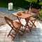 Tranquillo Foldable Bistro Table & Chairs Set – Solid Eucalyptus Wood, 2 Outdoor Club Chairs, Weather-Resistant, Space-Saving Design