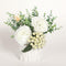 Aviva Artificial Potted Flower Bouquet 8''X8'' | Tea Rose Arrangement in White Ceramic Pot