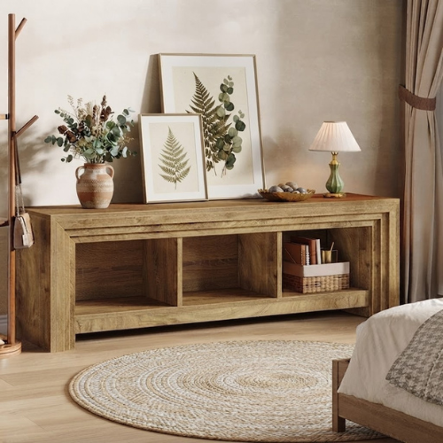 Television Stand 63" Farmhouse Entertainment Center Media Console Natural Oak