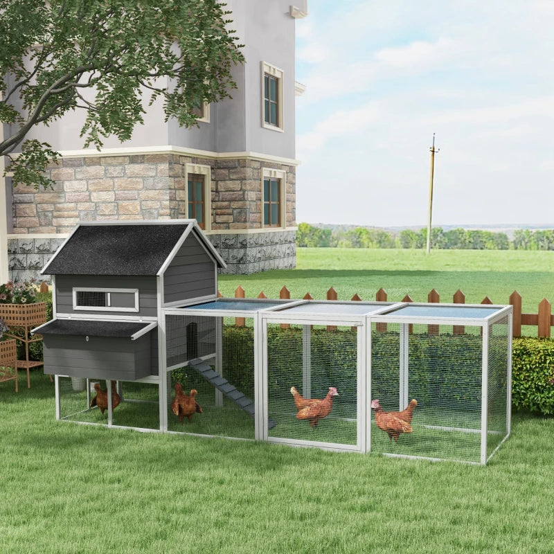 PawHut 9.8' x 26.2' Metal Chicken Coop, Galvanized Walk-in Hen House, Poultry Cage with 1.25" Tube, Waterproof UV-Protection Cover for Rabbits, Ducks 