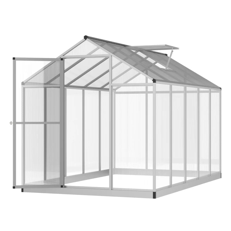 Outsunny 10' x 6' x 6.4' Walk-in Garden Greenhouse Polycarbonate Panels Plants Flower Growth Shed Cold Frame Outdoor Portable Warm House Aluminum Frame 