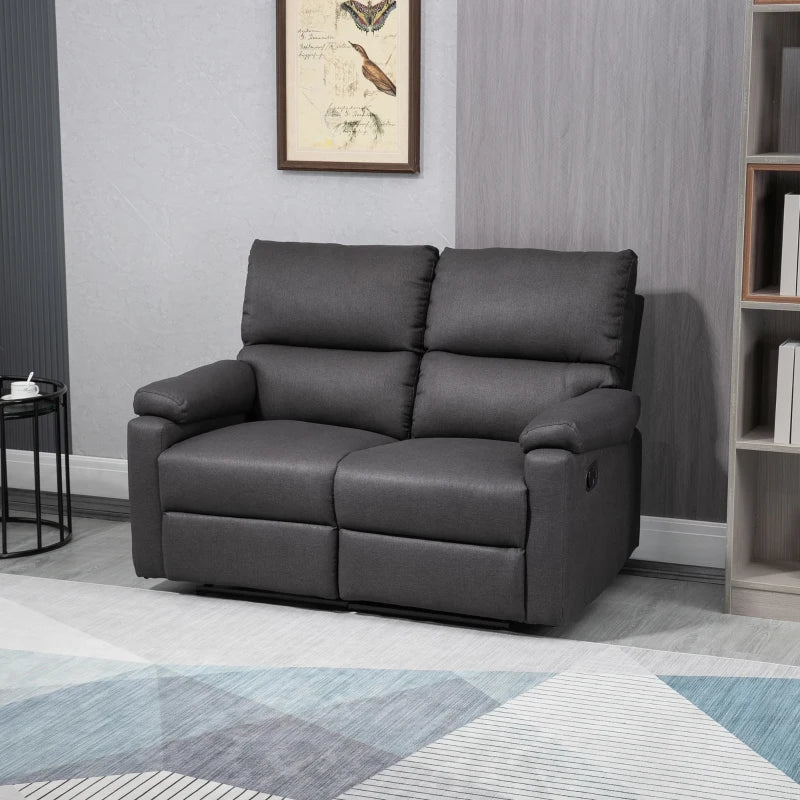 HOMCOM Loveseat Recliner Sofa, 2 Seater Reclining Chair with Footrest and Split Backrest, Dark Grey