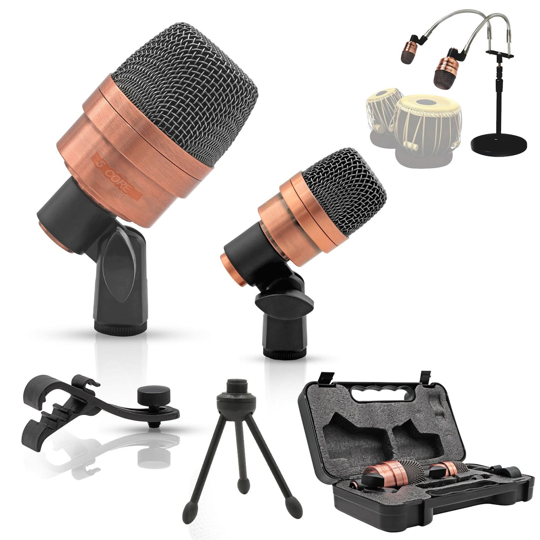 5 Core Tabla Mic XLR Wired Uni Directional Snare Tom Instrument Microphone COPPER