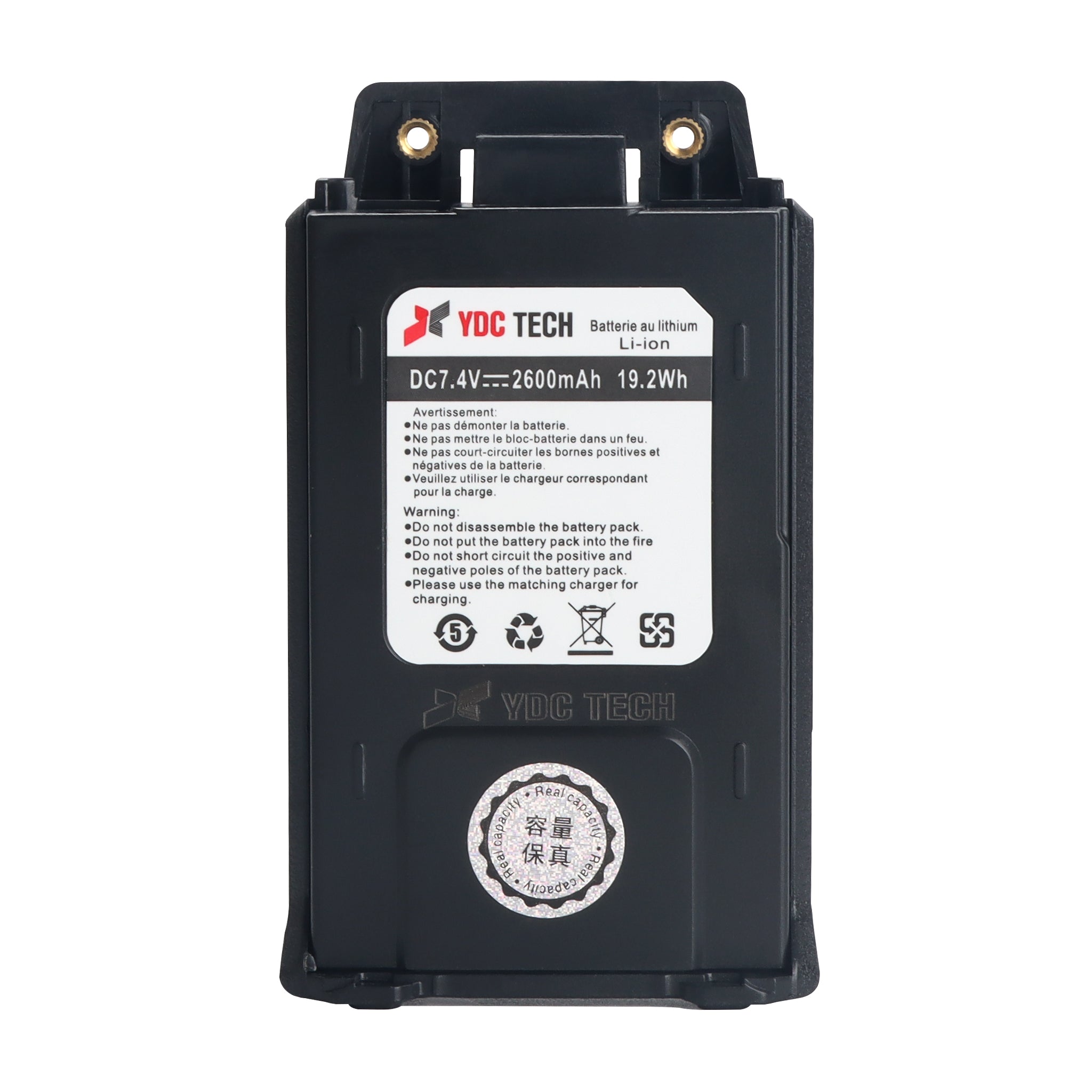 YDC Tech YT-26L Thick USB-C Chargable 2600mAh Real Capacity Replacement Battery for BF-F8HP UV5R UV-5X3 UV-5RTP UV-5RA and More Type-C 